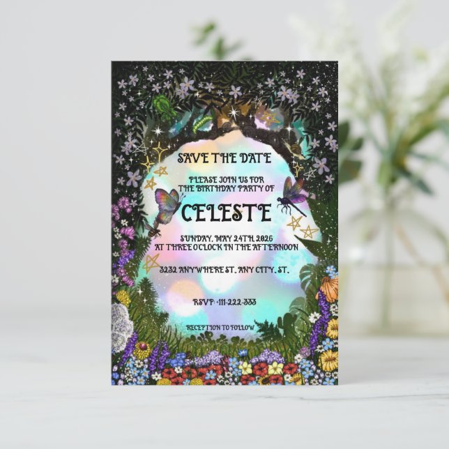 Save The Date Fairy Whimsical Forest of Magic (Debout devant)