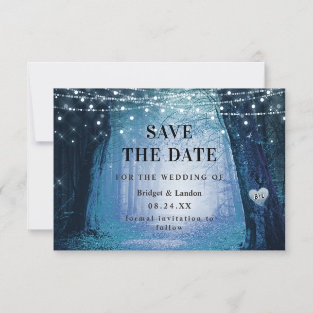 Save The Date Fairytale Enchanted Forest Dark Blue Enregistrer L (Devant)