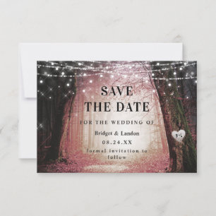 Save The Date Fairytale Enchanted Forest Pink Enregistrer La Dat