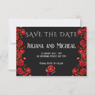 Save The Date Fairytale Red Roses Mariage