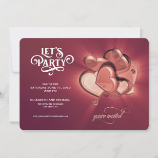 Save The Date Faisons la fête ! Coeurs Or rose Enregistrer La Da