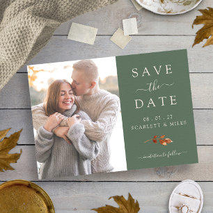 Save The Date Fall Terracotta Feuille Photo Enregistrer la date