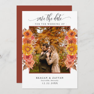 Save The Date Fall Terracotta Floral Photo Enregistrer La Date