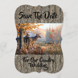 Save The Date Famille De Cerfs Jouant Sur Le Terrain