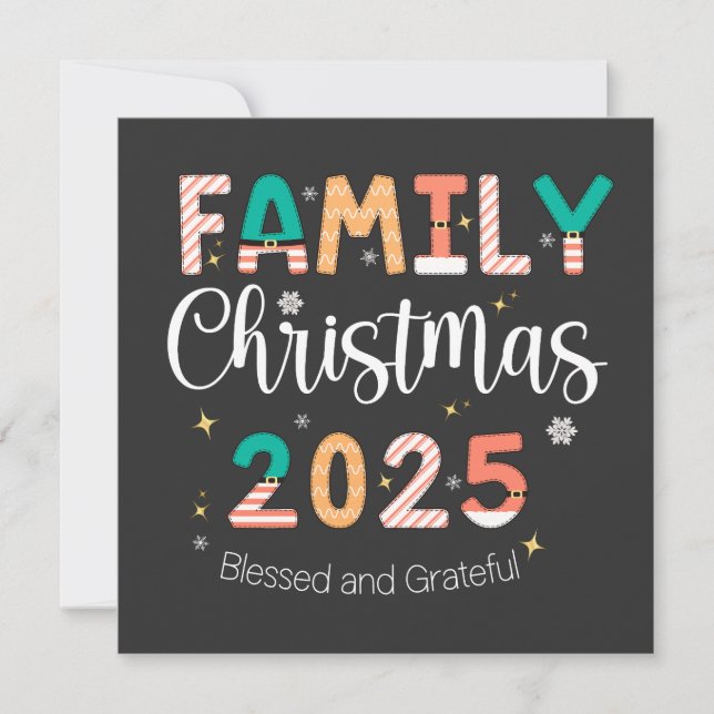 Save The Date Family Christmas 2025 Blessed and Grateful  (Devant)