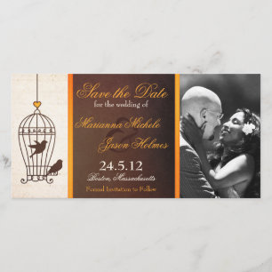 Save The Date Fanciful Birdcage Autumn Orange Enregistrer la dat