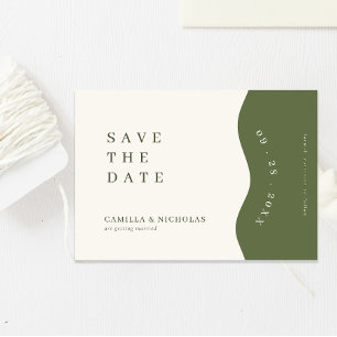 Save The Date Fancy Courbe Bordure foncé Olive Vert Mariage