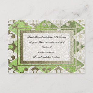 Save The Date Fancy Green Gold Harlequin Médiéval sauvez la date