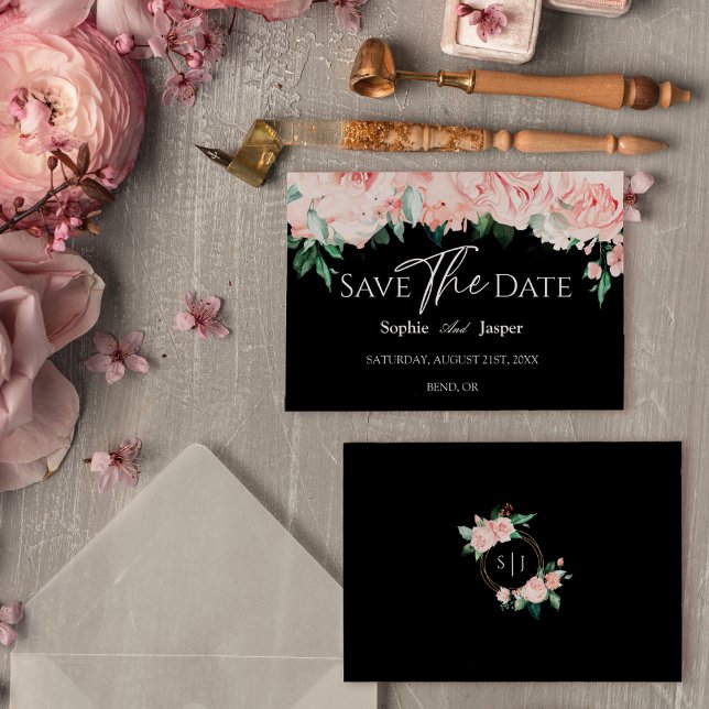Save The Date Fard Floral Chaussure de Mariage Plateforme Noir E (Créateur téléchargé)