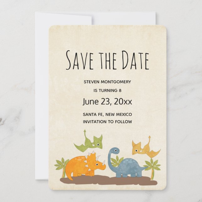 Save The Date Faune sauvage de Cute Dinosaure (Devant)