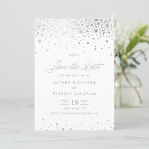 Save The Date Faux Confettis Ronds en Feuille d'Argent Mariage