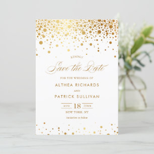 Save The Date Faux Confettis Ronds en Feuille d'Or Mariage