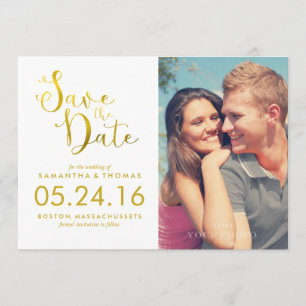 Save The Date Faux Gold Foil Élégant Script Enregistrer la date