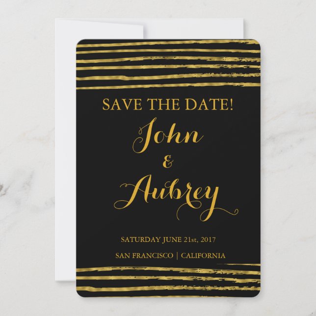 Save The Date Faux Gold Foil Enregistrer la date Elégant mariage (Devant)