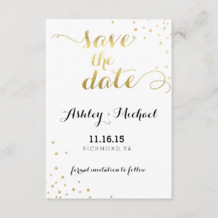 Save The Date Faux Gold Foil Glamor Économisez La Date