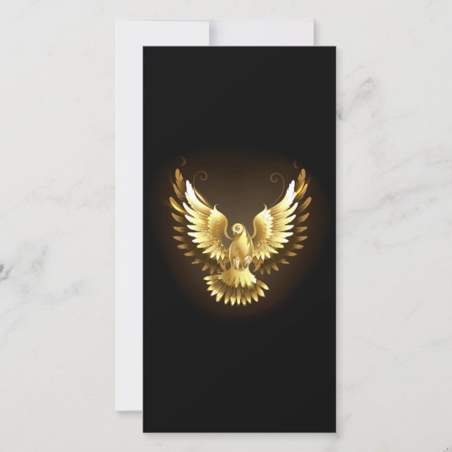 Save The Date Faux Gold Foil Peace Dove en noir (Devant)