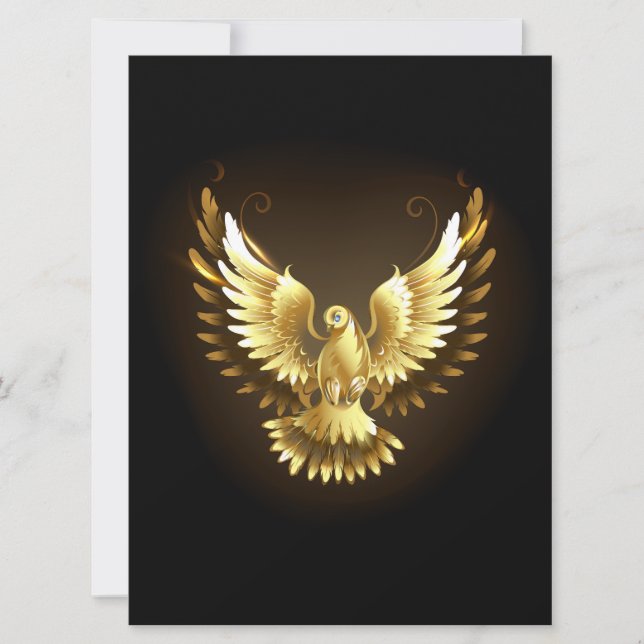 Save The Date Faux Gold Foil Peace Dove en noir (Devant)