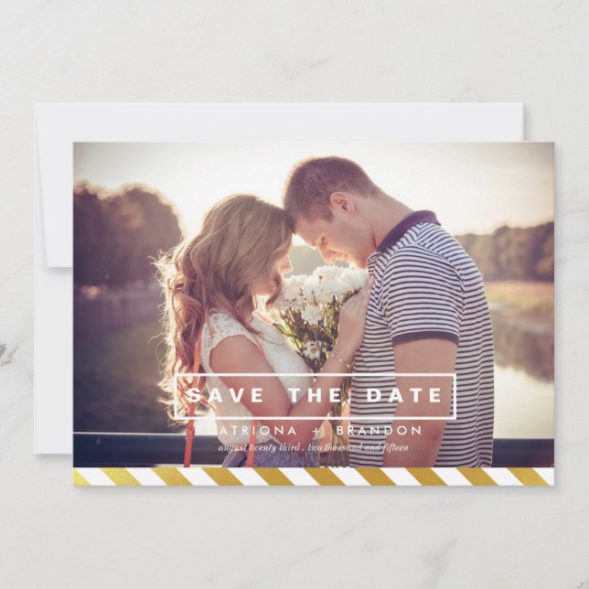 SAVE THE DATE FAUX GOLD FOIL PHOTO ENREGISTRER LA DATE ANNONCE (Devant)