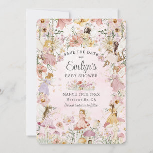 Save The Date Fées de Whimsical Baby shower Fleur Jardin Pré