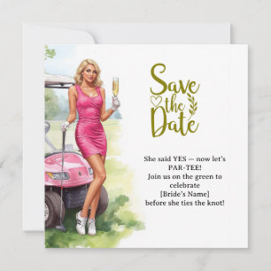 Save The Date Femme Bachelorette de golf joue au golf 