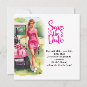 Save The Date Femme en enterrement de vie de jeune fille de golf