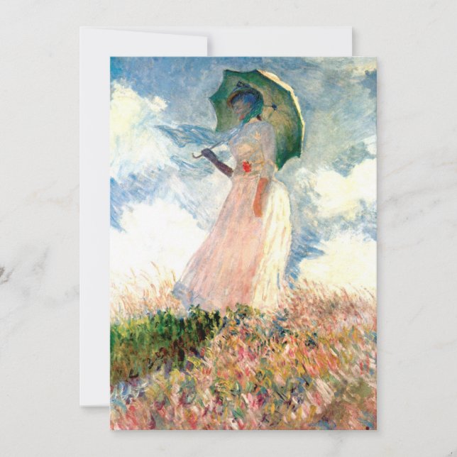 Save The Date Femme Monet avec un parasol face à gauche (Devant)
