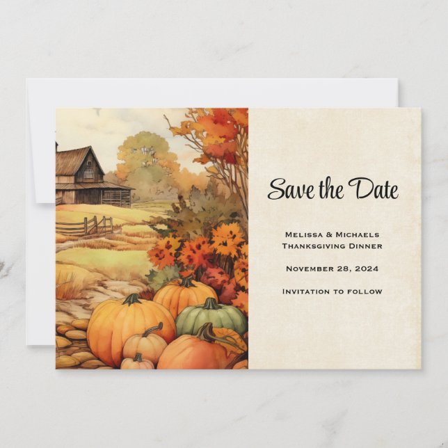 Save The Date Ferme citrouille automne récolte Thanksgiving (Devant)