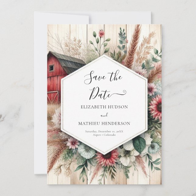 Save The Date Ferme moderne Barnyard Mariage (Devant)