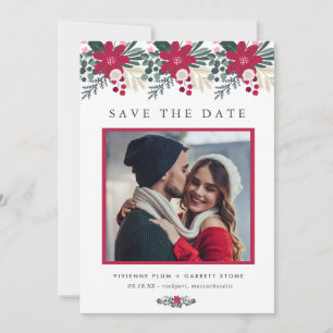 Save The Date Ferme Rouge Floral Plaid Wedding Enregistrer la da