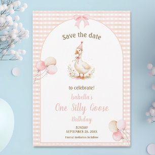 Save The Date Fête d'anniversaire 1ère année One Silly Goose Ros