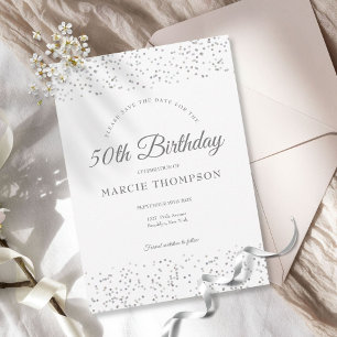 Save The Date Fête d'anniversaire à tout âge Silver Stardust