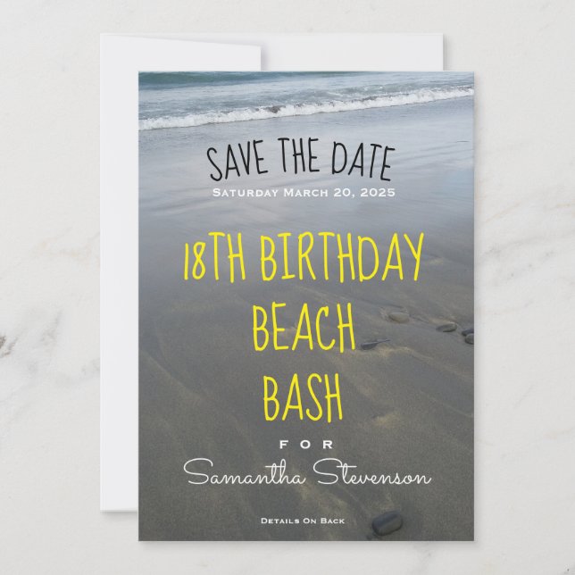 Save The Date Fête d'anniversaire de plage Toute année Invitatio (Devant)
