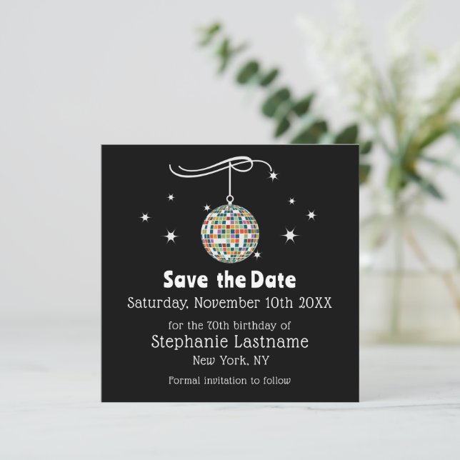 Save The Date Fête d'anniversaire disco rétro des années 70 (Debout devant)