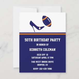 Save The Date Fête d'anniversaire du football bleu et orange