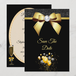 Save The Date Fête d'anniversaire Élégance Glamour