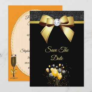 Save The Date Fête d'anniversaire Élégance Glamour