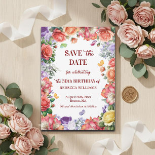Save The Date Fête d'anniversaire élégante et colorée de 30 ans
