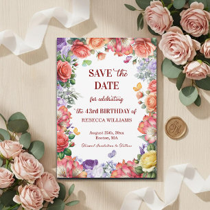 Save The Date Fête d'anniversaire élégante et colorée sur le thè