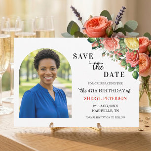 Save The Date Fête d'anniversaire élégante florale 47 ans
