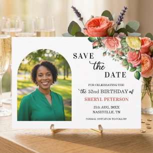 Save The Date Fête d'anniversaire élégante florale 52 ans