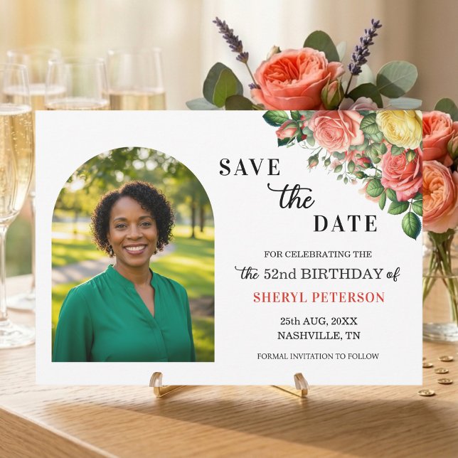 Save The Date Fête d'anniversaire élégante florale 52 ans (Créateur téléchargé)