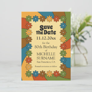 Save The Date Fête d'anniversaire inspirée des années 60 pour le