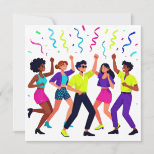 Save The Date Fête de célébration de danse avec des amis heureux