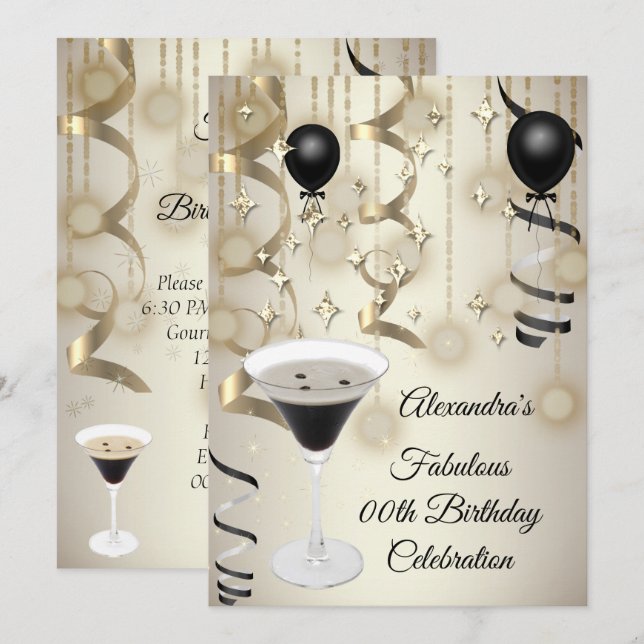 Save The Date Fête de cocktail de martini espresso fabuleux (Devant / Derrière)