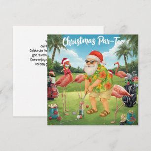 Save The Date Fête de départ de golf Santa Claus Flamant de Noël