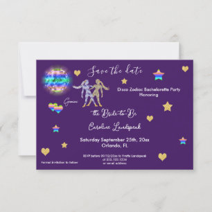 Save The Date Fête de Fiançailles Jumeaux Gémeaux & Boule Disco