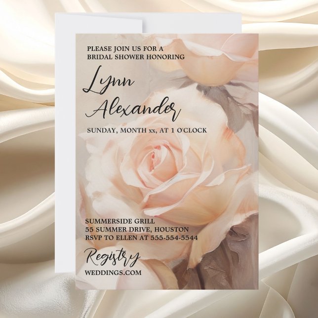 Save The Date Fête de mariage élégante aux roses d'été (Elegant Summer Roses Bridal Shower Save The Date)