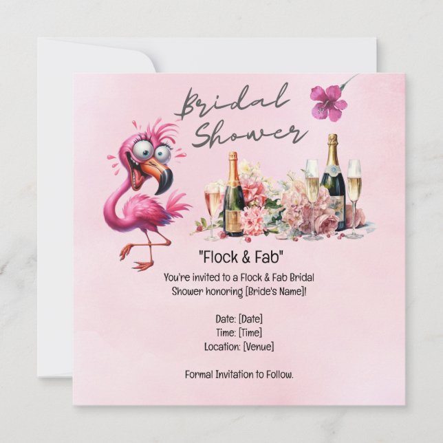 Save The Date Fête de mariage en l'honneur de Flamingo (Devant)