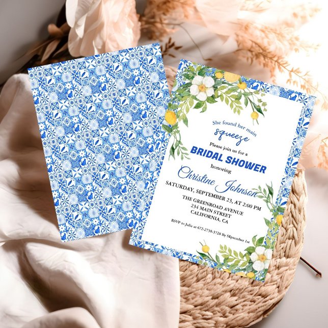 Save The Date Fête de mariage Main Squeeze Lemon et Carreau Maro (Créateur téléchargé)