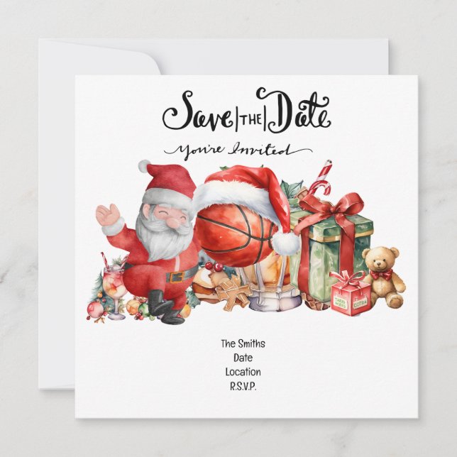 Save The Date Fête de Noël de basket-ball avec le Père Noël (Devant)
